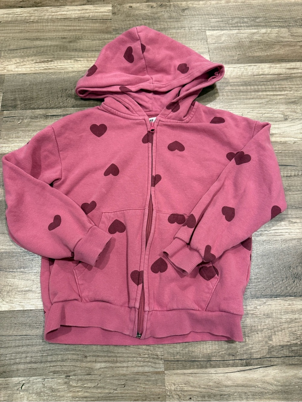 Kids Pink Heart-Print Zip Hoodie